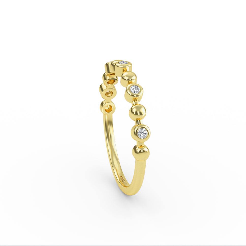 14K Gold Half Eternity Bezel Set Diamond Wedding Band